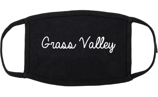 Grass Valley California CA Script Cotton Face Mask Black