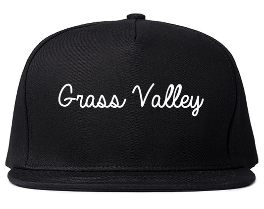 Grass Valley California CA Script Mens Snapback Hat Black