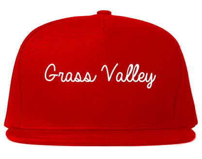 Grass Valley California CA Script Mens Snapback Hat Red