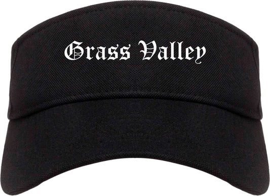 Grass Valley California CA Old English Mens Visor Cap Hat Black