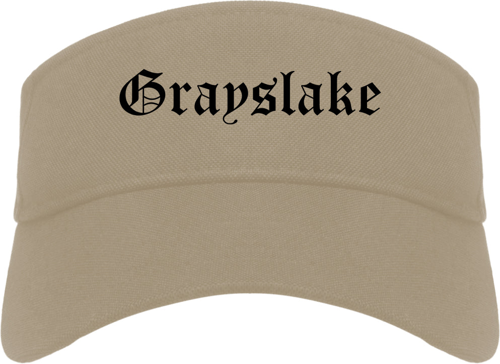 Grayslake Illinois IL Old English Mens Visor Cap Hat Khaki