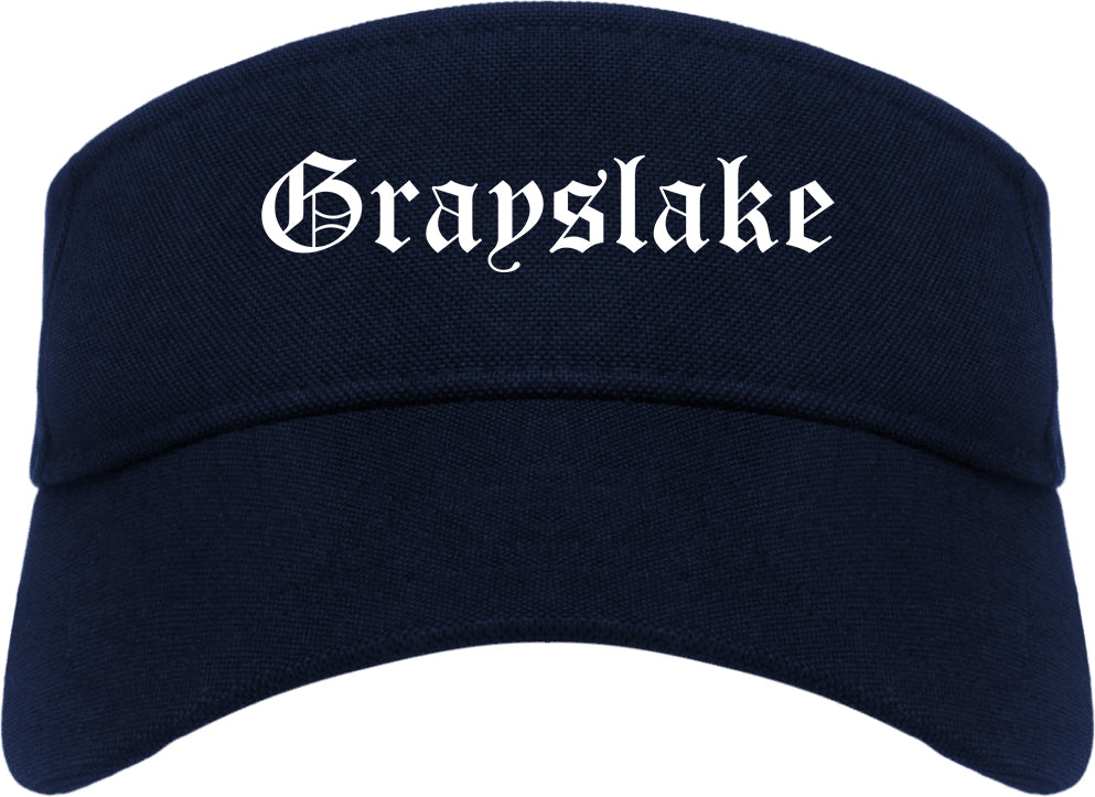 Grayslake Illinois IL Old English Mens Visor Cap Hat Navy Blue