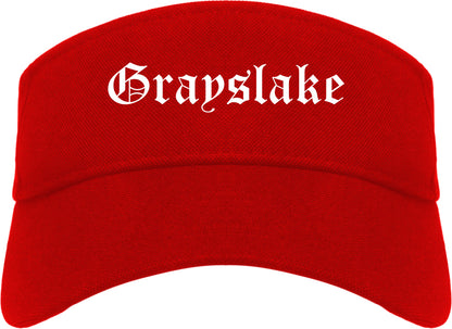 Grayslake Illinois IL Old English Mens Visor Cap Hat Red