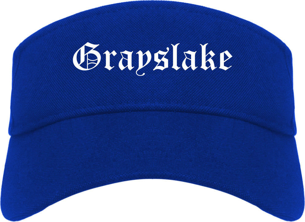 Grayslake Illinois IL Old English Mens Visor Cap Hat Royal Blue