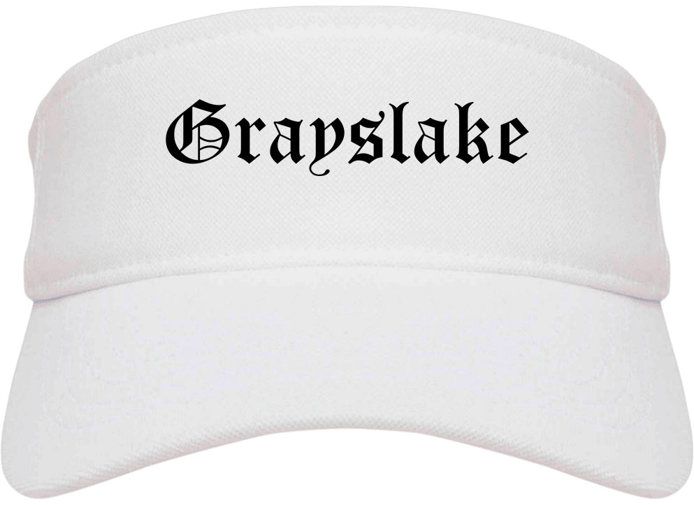 Grayslake Illinois IL Old English Mens Visor Cap Hat White