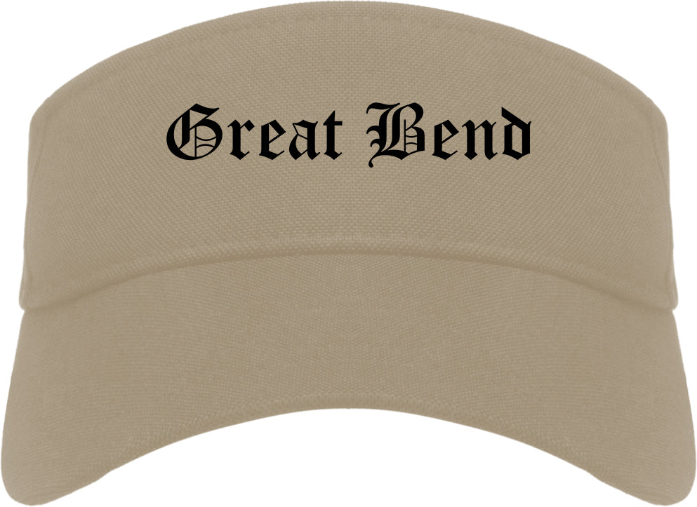 Great Bend Kansas KS Old English Mens Visor Cap Hat Khaki
