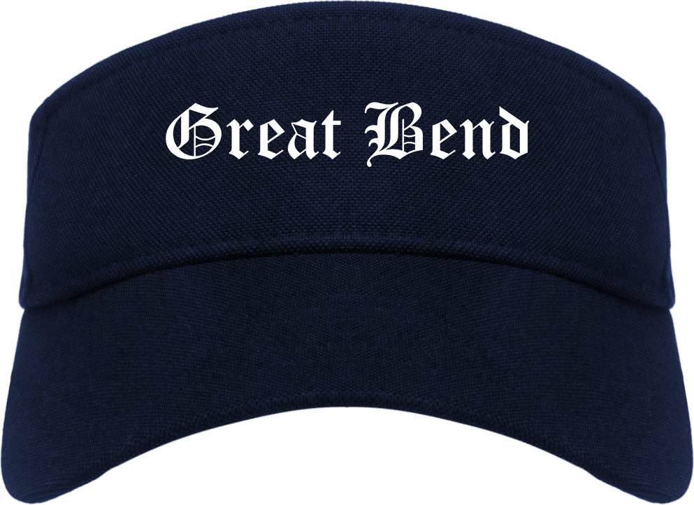 Great Bend Kansas KS Old English Mens Visor Cap Hat Navy Blue