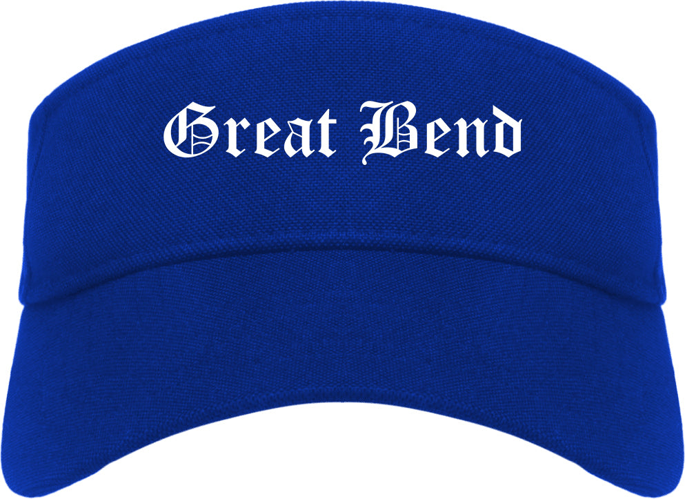 Great Bend Kansas KS Old English Mens Visor Cap Hat Royal Blue