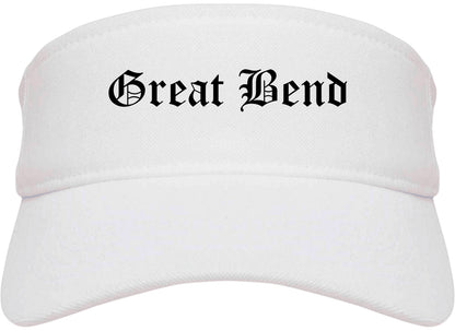 Great Bend Kansas KS Old English Mens Visor Cap Hat White