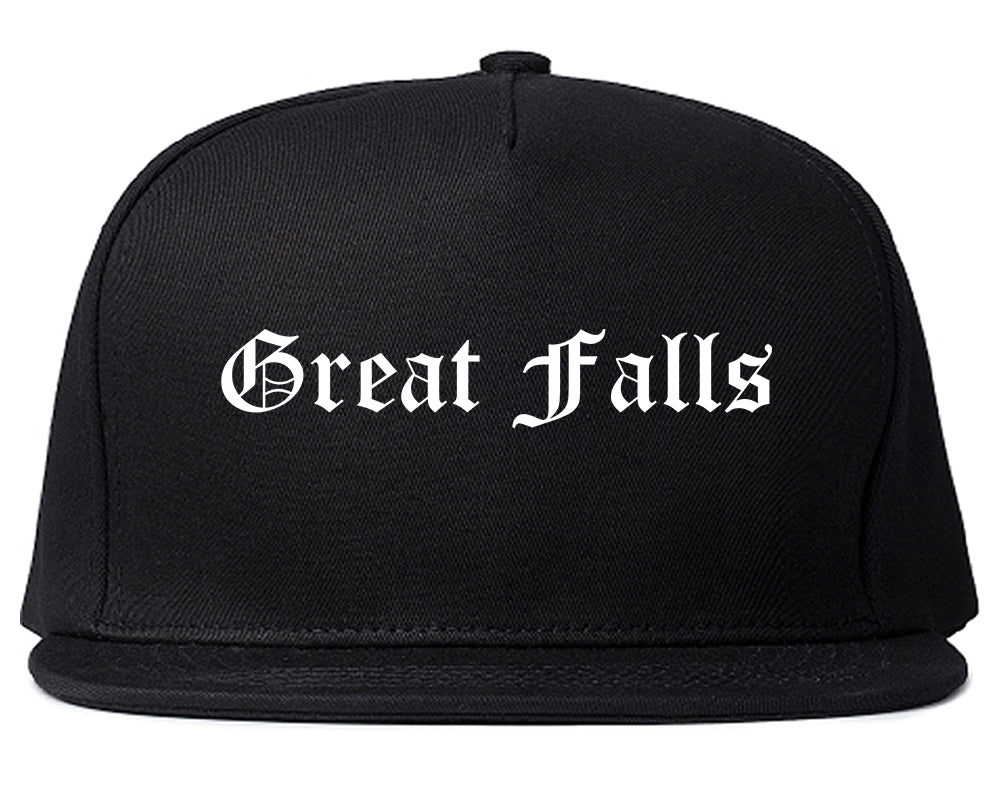 Great Falls Montana MT Old English Mens Snapback Hat Black