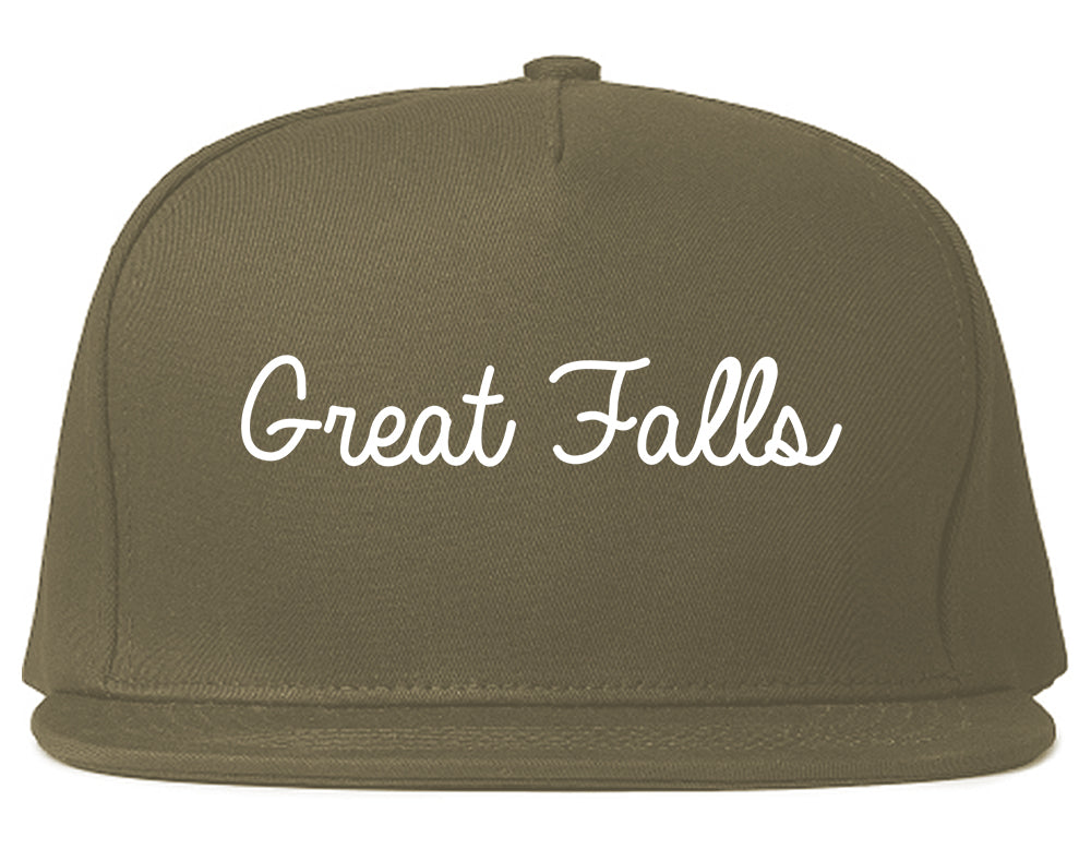 Great Falls Montana MT Script Mens Snapback Hat Grey