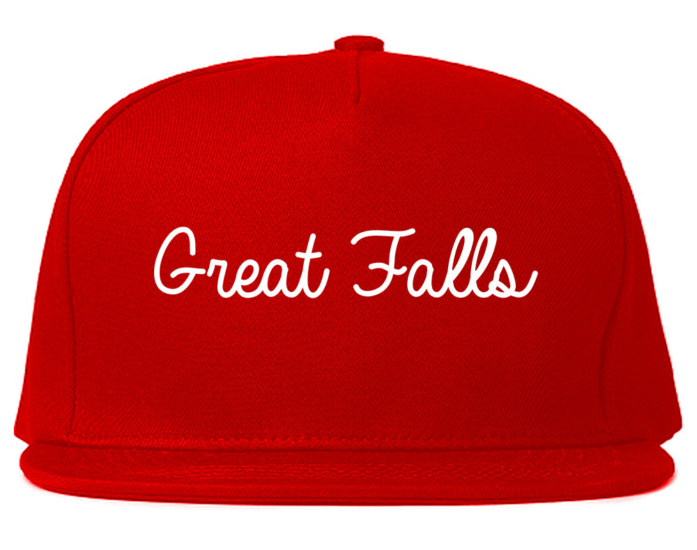 Great Falls Montana MT Script Mens Snapback Hat Red