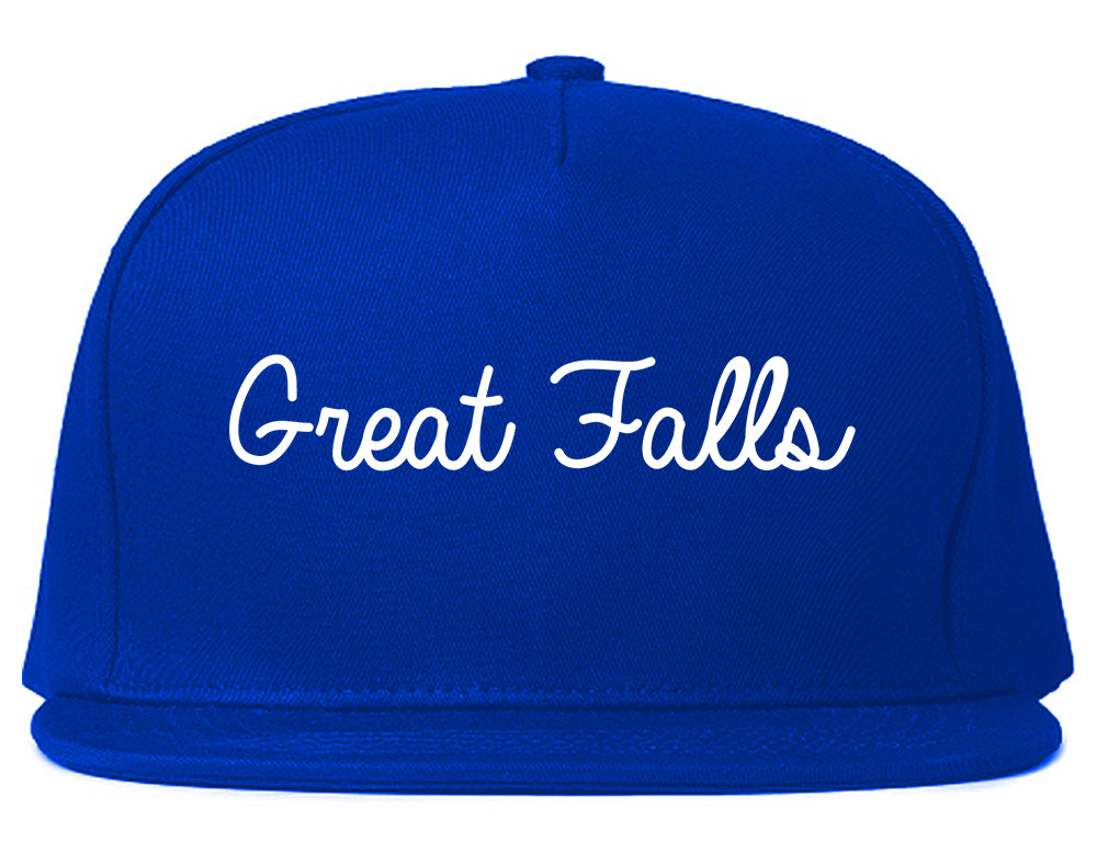Great Falls Montana MT Script Mens Snapback Hat Royal Blue
