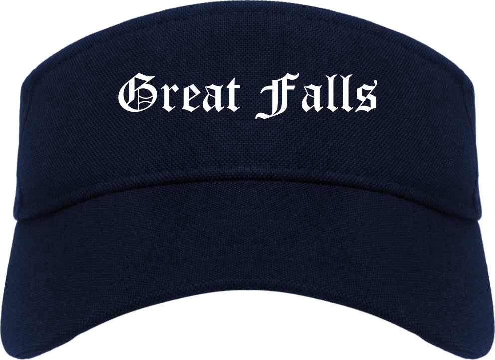Great Falls Montana MT Old English Mens Visor Cap Hat Navy Blue