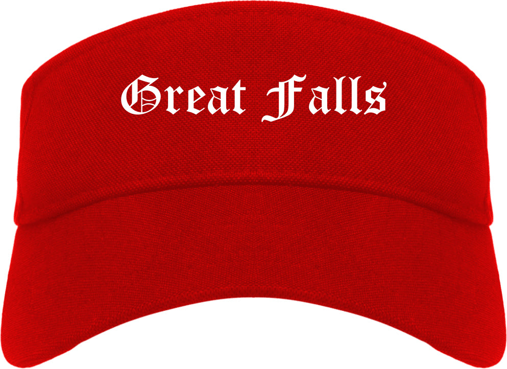 Great Falls Montana MT Old English Mens Visor Cap Hat Red