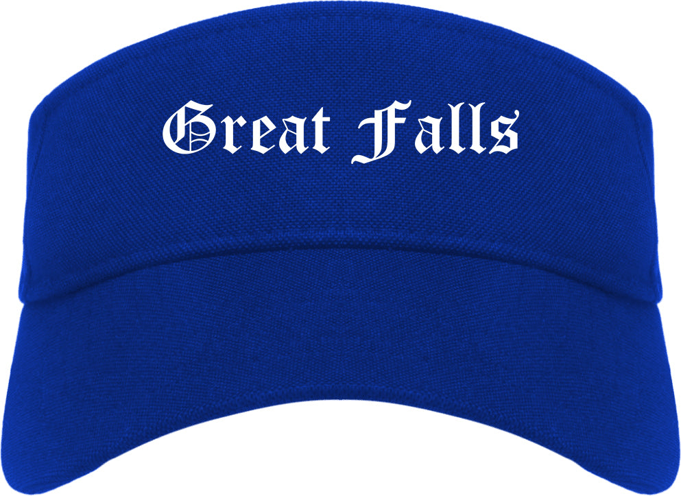 Great Falls Montana MT Old English Mens Visor Cap Hat Royal Blue