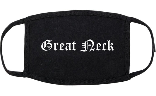 Great Neck New York NY Old English Cotton Face Mask Black