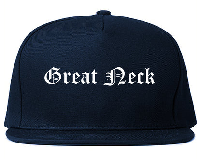 Great Neck New York NY Old English Mens Snapback Hat Navy Blue