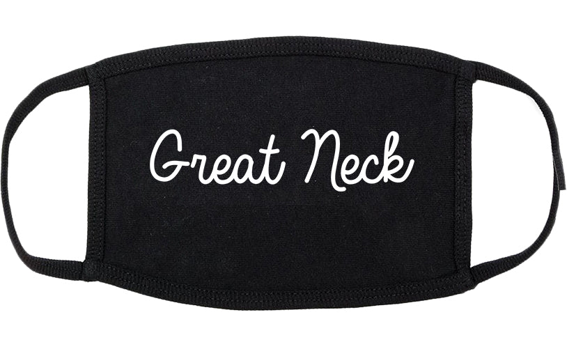 Great Neck New York NY Script Cotton Face Mask Black