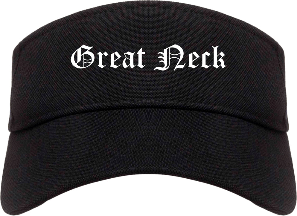 Great Neck New York NY Old English Mens Visor Cap Hat Black