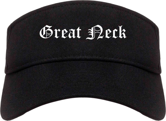 Great Neck New York NY Old English Mens Visor Cap Hat Black
