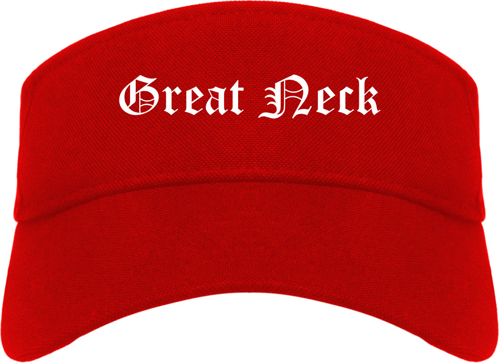 Great Neck New York NY Old English Mens Visor Cap Hat Red