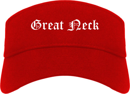 Great Neck New York NY Old English Mens Visor Cap Hat Red