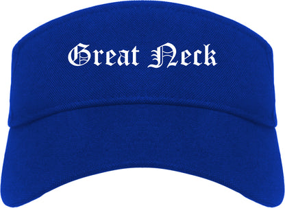 Great Neck New York NY Old English Mens Visor Cap Hat Royal Blue