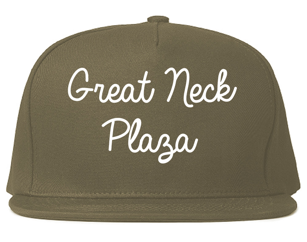 Great Neck Plaza New York NY Script Mens Snapback Hat Grey