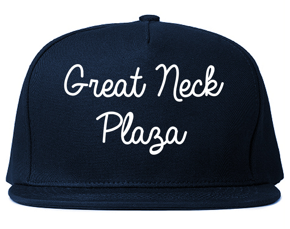 Great Neck Plaza New York NY Script Mens Snapback Hat Navy Blue
