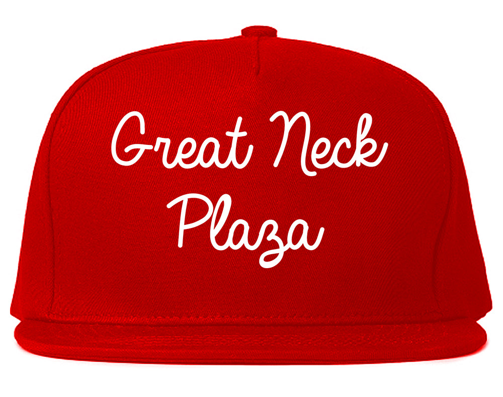 Great Neck Plaza New York NY Script Mens Snapback Hat Red