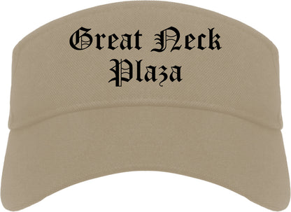 Great Neck Plaza New York NY Old English Mens Visor Cap Hat Khaki