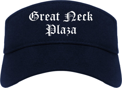 Great Neck Plaza New York NY Old English Mens Visor Cap Hat Navy Blue