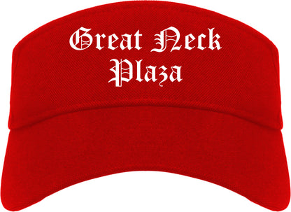 Great Neck Plaza New York NY Old English Mens Visor Cap Hat Red