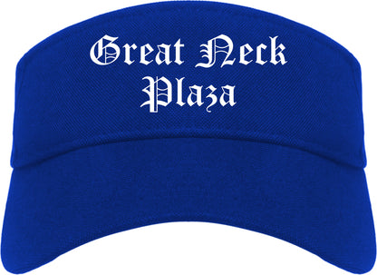 Great Neck Plaza New York NY Old English Mens Visor Cap Hat Royal Blue