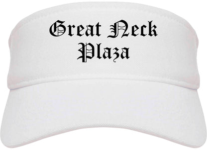 Great Neck Plaza New York NY Old English Mens Visor Cap Hat White