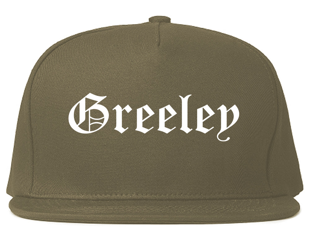 Greeley Colorado CO Old English Mens Snapback Hat Grey