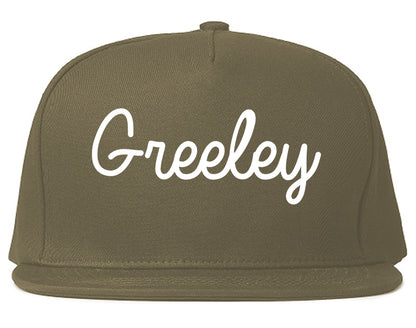 Greeley Colorado CO Script Mens Snapback Hat Grey