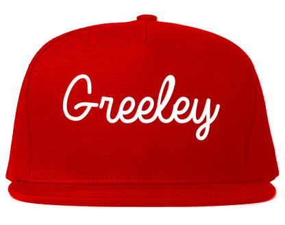 Greeley Colorado CO Script Mens Snapback Hat Red