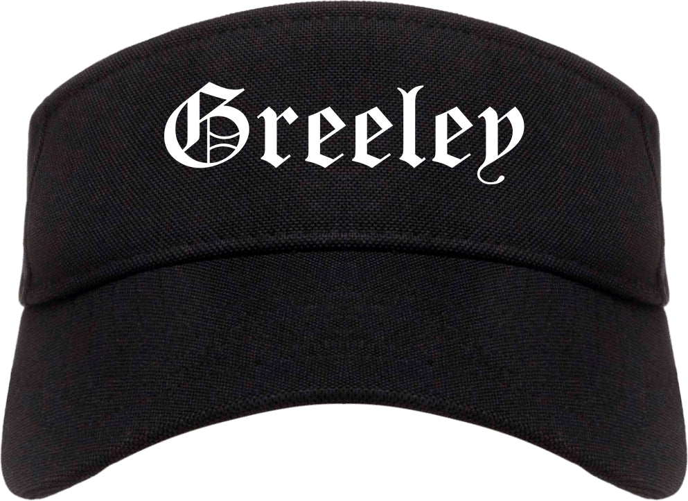 Greeley Colorado CO Old English Mens Visor Cap Hat Black