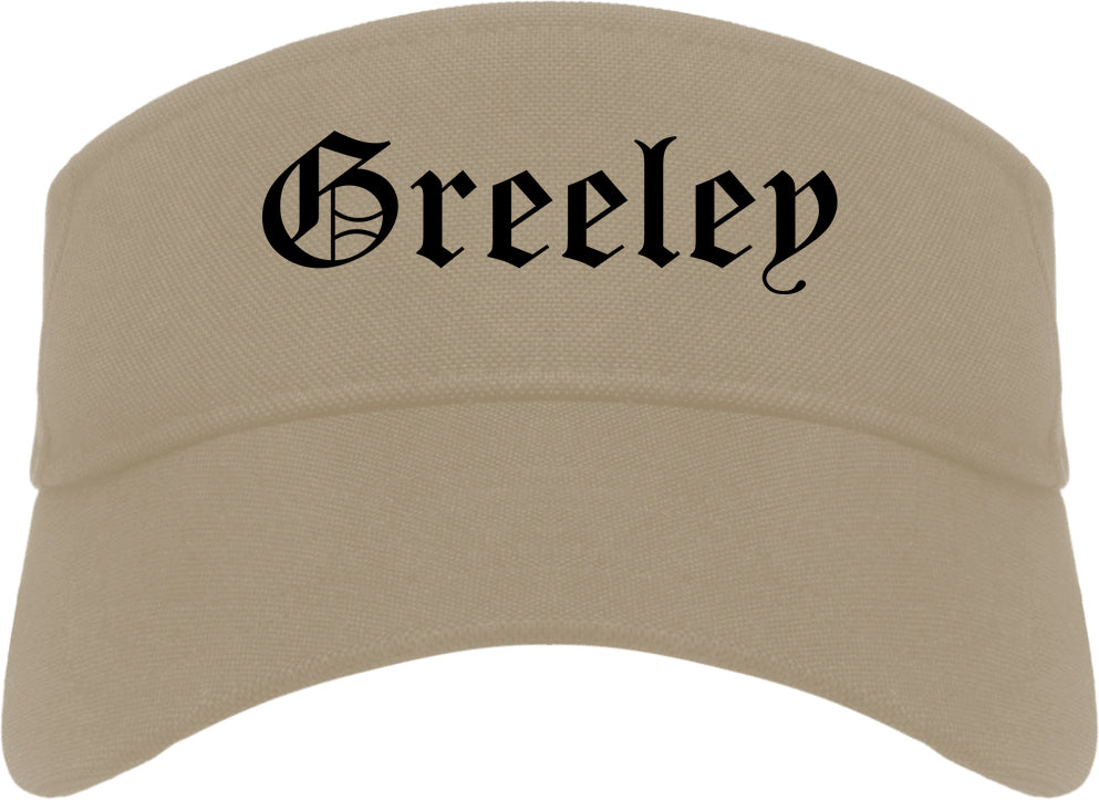 Greeley Colorado CO Old English Mens Visor Cap Hat Khaki