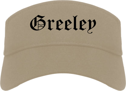 Greeley Colorado CO Old English Mens Visor Cap Hat Khaki