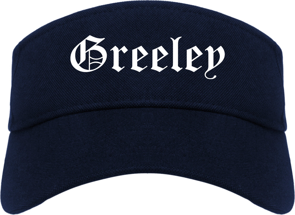 Greeley Colorado CO Old English Mens Visor Cap Hat Navy Blue