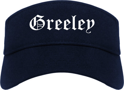 Greeley Colorado CO Old English Mens Visor Cap Hat Navy Blue