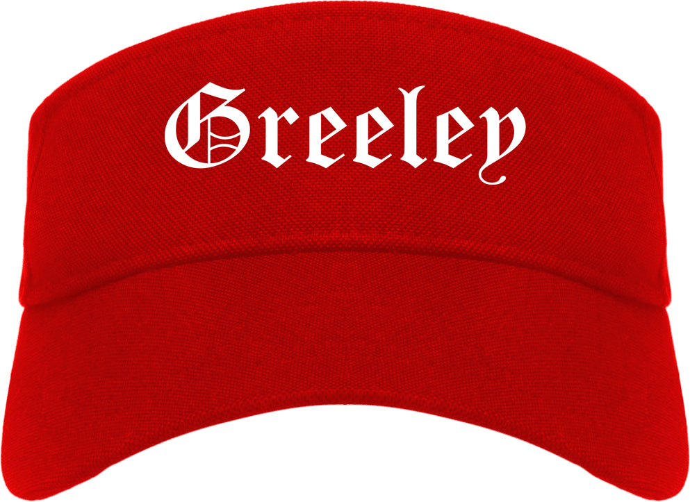 Greeley Colorado CO Old English Mens Visor Cap Hat Red