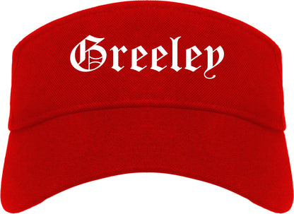 Greeley Colorado CO Old English Mens Visor Cap Hat Red