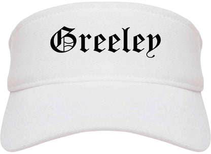 Greeley Colorado CO Old English Mens Visor Cap Hat White