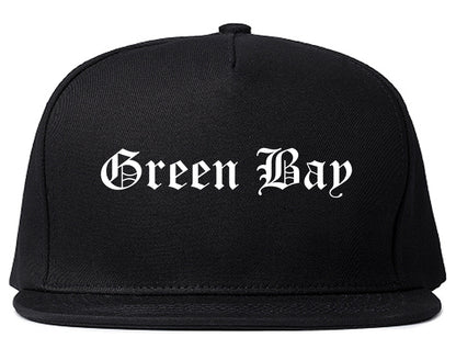 Green Bay Wisconsin WI Old English Mens Snapback Hat Black