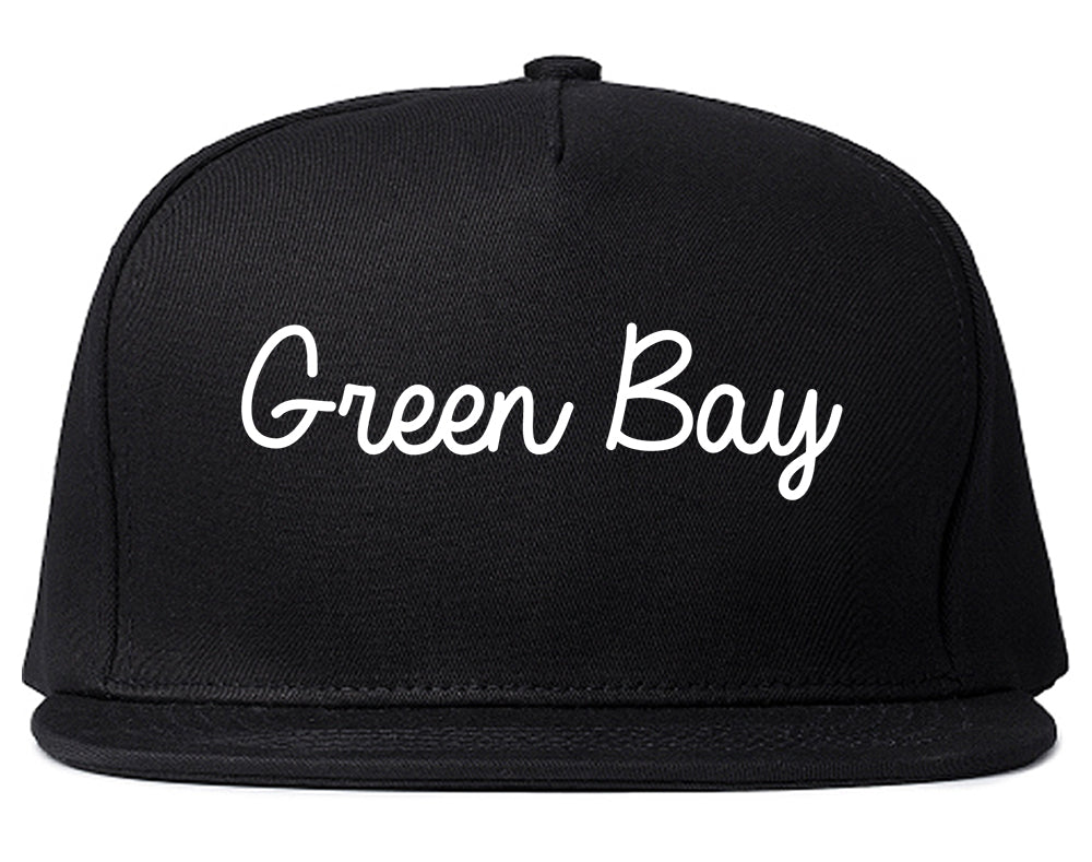 Green Bay Wisconsin WI Script Mens Snapback Hat Black