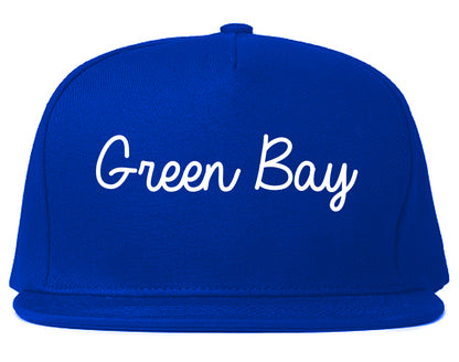 Green Bay Wisconsin WI Script Mens Snapback Hat Royal Blue
